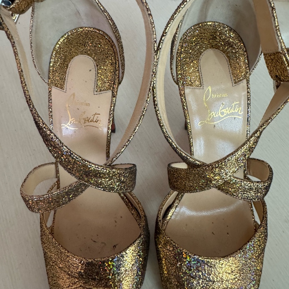 Christian Louboutin Gold Heels - Picture 11 of 14